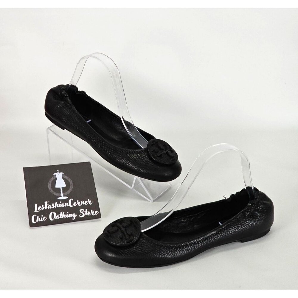 Tory Burch Women's Black Leather Ballet Flat Minnie Travel Flats Size 8 - Picture 8 of 14